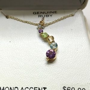 Ruby and diamond accent necklace nwt